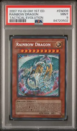 Rainbow Dragon Yugioh 2007 TAEV-EN006 Secret Rare 1st Edition PSA 9 - Image 1
