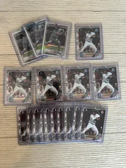 Riley Greene 1st Bowman Chrome Lot- 10 Paper, 4 Chrome Base, 1 Chrome Refractor - Image 1