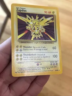 Pokemon TCG Zapdos Base Set Holo Unlimited Rare Card 16/102 - Image 3