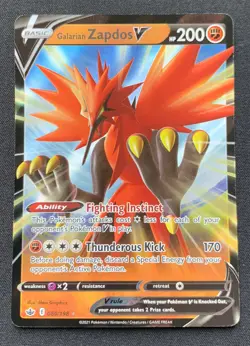 Galarian Zapdos V 080/198 Chilling Reign Ultra Rare Holo Pokemon TCG Card NM - Image 1