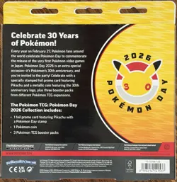 Pokemon TCG 2026 Pokemon Day 30th Anniversary Sealed Box Pikachu Promo 3 Packs - Image 2