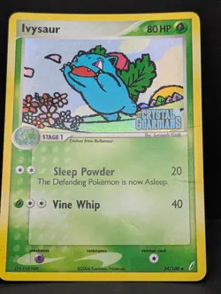 Ivysaur 34/100 Crystal Guardians Reverse Holo Rare Pokemon TCG Nintendo MP - Image 3