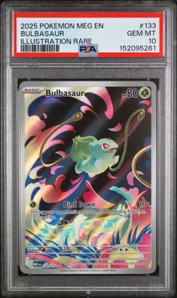 2025 Pokemon Mega Evolution Bulbasaur 133/132 Illustration Rare PSA 10 - Image 1