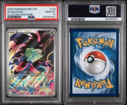 2025 Pokemon Mega Evolution Bulbasaur 133/132 Illustration Rare PSA 10 - Image 3