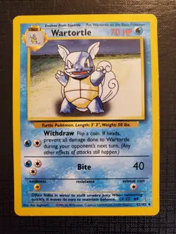 Wartortle 42/102 Uncommon Base Set Unlimited Pokemon Moderately Played - Image 1
