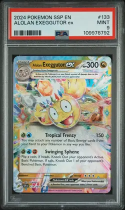 2024 POKEMON SSP EN-SURGING SPARKS #133 ALOLAN EXEGGUTOR EX PSA 9 - Image 1