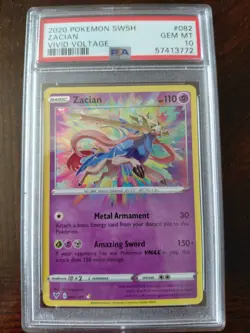 Pokemon Card Zacian 082/185 Holo Amazing Rare Vivid Voltage PSA 10 GEM MINT - Image 2