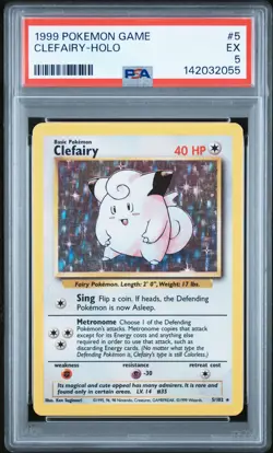 1999 POKEMON GAME #5 CLEFAIRY-HOLO PSA 5 - Image 1