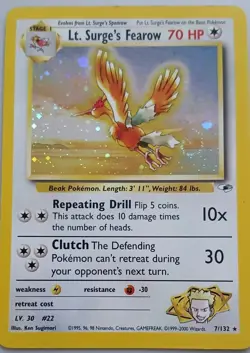Pokemon TCG Lt. Surge's Fearow 7/132 Gym Heroes Holo Rare 70 HP Ken Sugimori - Image 4
