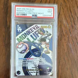 Monkey D. Luffy Leader Dodgers x One Piece Night 010 Promo Foil PSA 9 - Image 1