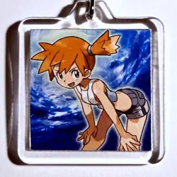 Misty & Psyduck Double-Sided Acrylic Pokemon Keychain - Kanto Trainer Charm - Image 1