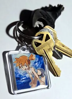 Misty & Psyduck Double-Sided Acrylic Pokemon Keychain - Kanto Trainer Charm - Image 3