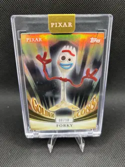2025 Topps Pixar Gold Forky Golden Icons BLACK 8/10 #GI-75 Encased SSP Toy Story - Image 1