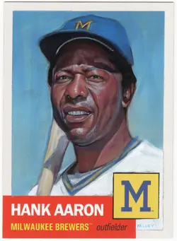 HANK AARON 2024 Topps Living Set 1/1 Hand-Painted Art Card Signed JARED KELLEY - Image 2