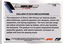 Topps F1 Chrome Sapphire 2021 119 Zhou Sports Card Trading Card - Image 4