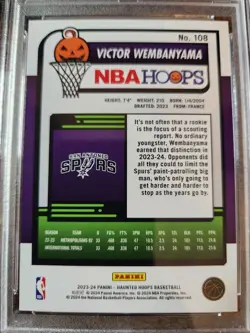 2023-24 Haunted Hoops Victor Wembanyama Orange Rookie PSA 9 Mint #108 Spurs - Image 4