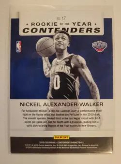 2019-20 Panini Contenders ROY Cracked Ice #17 Nickeil Alexander-Walker RC /25 - Image 2