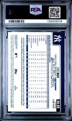2025 Topps Chrome Sapphire Rookie Autographs Ben Rice #RA-BR Gold 47/50 PSA 9 - Image 2