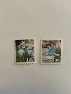 Pokemon Shogakukan Stamp Style Cards Marill 183 Azumarill 184 Japanese Promo - Image 1
