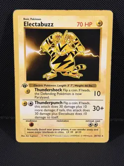 Pokemon TCG Electabuzz Base Set Shadowless 1st Edition 1999 Card #020/102 - Image 1