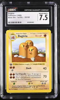 CGC 7.5 Dugtrio 1999 Base Set st Edition 19/102 Pokemon Card - Image 1
