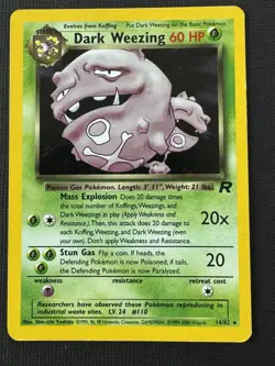 Pokemon Dark Weezing 14/82 Team Rocket Unlimited Holo Rare 60HP Stage 1 TCG Card - Image 1