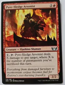 MTG Magic The Gathering Card Pyre-Sledge Arsonist Creature Viashino Shaman Red - Image 1