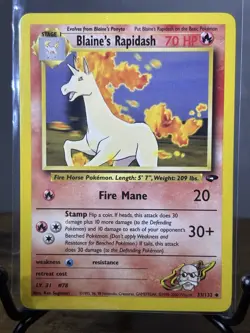 Pokemon TCG Gym Challenge Blaine's Rapidash 33/132 Regular Uncommon Card - Image 1