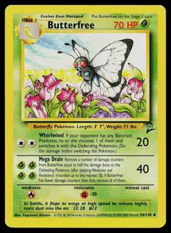 Pokemon Card Base Set 2 Butterfree 34/130 Uncommon - Image 1