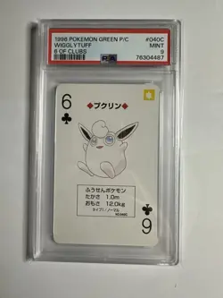 1996 Pokemon Wigglytuff Green Back Poker Playing Card Six of Clubs - PSA 9 - Image 1