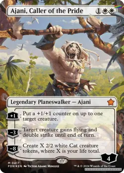 Ajani, Caller of the Pride (Borderless) (Mana Foil) [FDN - 417] - NM [Foil] T... - Image 1