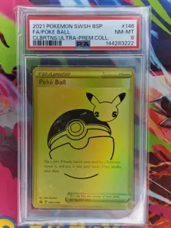 2021 POKEMON SWSH BLACK STAR PROMO #146 FULL ART/POKE BALL PSA 8 - Image 1