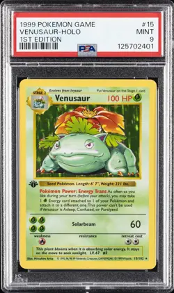 1999 POKEMON BASE SET 1ST EDITION #15 VENUSAUR-HOLO PSA 9 - Image 1