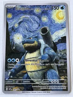 Pokemon Blastoise With The Starry Night Van Gogh Art Style Fan Art/ Custom Nm - Image 1