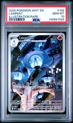 2025 POKEMON WHT EN-WHITE FLARE ILLUSTRATION RARE #102 LAMPENT PSA 10 - Image 1