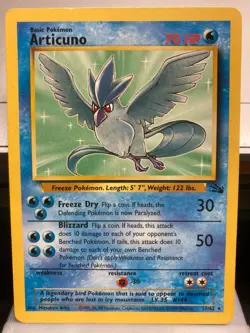 1999 Vintage Wizards Fossil Set Basic Pokemon Articuno 17/62 Rare - Image 2