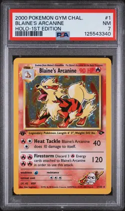 2000 Pokemon Gym Challenge Holo1st edition BLAINE'S ARCANINE PSA 7 #1/132 - Image 1