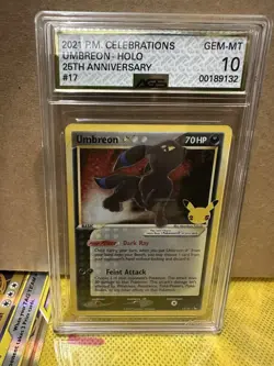 Umbreon Gold Star Celebrations Classic Collection 25th Anniversary AGS 10 NM - Image 2