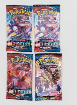 4x Pokemon Booster Pack Lot Sealed Battle Styles + Sword & Shield Base TCG 820650808180 - Image 1