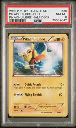 2016 POKEMON XY TRAINER KIT PIKACHU LIBRE HALF DECK #30 PIKACHU LIBRE-HOLO PSA 8 - Image 1