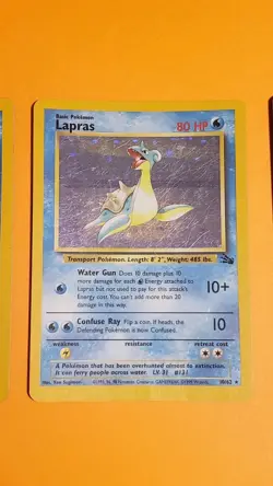 Pokemon TCG Lapras Fossil Holo Unlimited Rare Card 10/62 Damaged (3 Cards) - Image 3