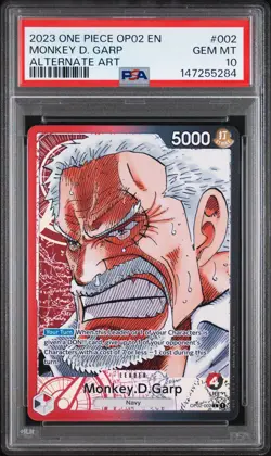 ONE PIECE 2023 MONKEY D. GARP ALTERNATE ART OP02-PARAMOUNT WAR #002 PSA 10 - Image 1