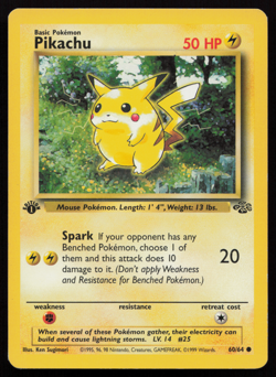 Pikachu 60/64 1st Edition Jungle Set Common 1999 English Pokemon Card WoTC - Image 1