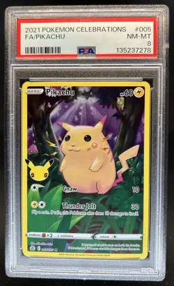 2021 Pokemon SWSH Celebrations Pikachu Holo #005/025 PSA 8 - Image 1
