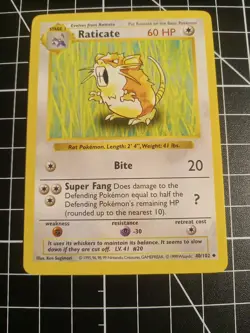 RATICATE 40/102 UNCOMMON BASE SET SHADOWLESS POKEMON MP - Image 1