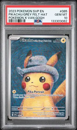2023 POKEMON SVP EN-SV BLACK STAR PROMO #085 PIKACHU WITH GREY FELT HAT PSA 10 - Image 1