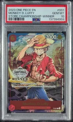 2023 One Piece Store Championship MONKEY D. LUFFY Winner English #P-001 PSA 10 - Image 1