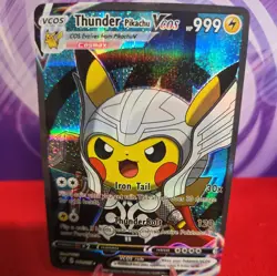 Thunder Pikachu Cosplay Thor Hero Pokemon Marvel Card Holo Foil Anime FS - Image 1