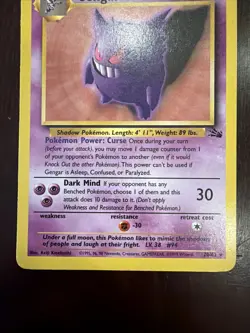 Gengar 20/62 Fossil Regular Rare TCG WOTC Pokemon Card 1999 Vintage Non-Holo - Image 4