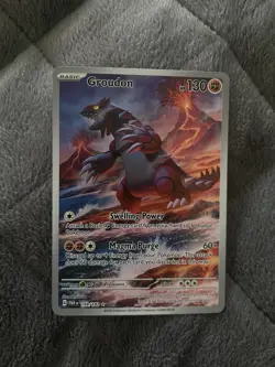 Pokemon TCG Sv04: Paradox Rift Groudon Holo Illustration Card 199/182 - Image 1